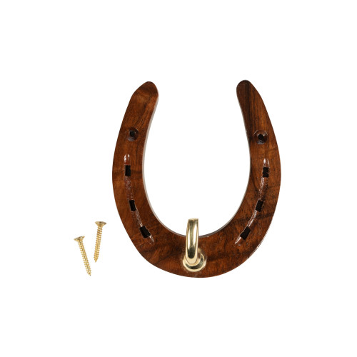 Horseshoe hook made of wood and brass